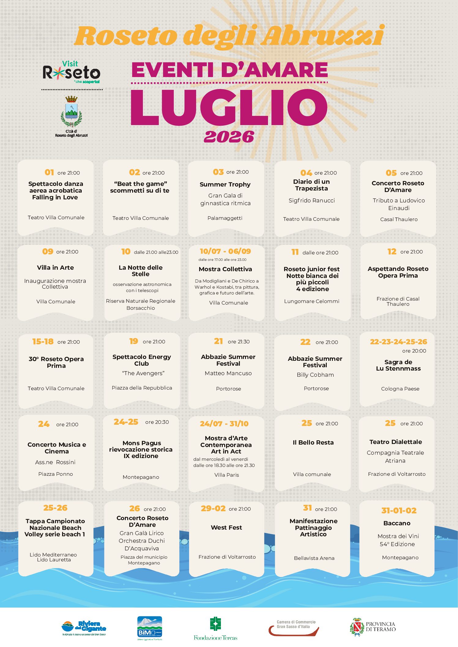 EVENTI MESE DI LUGLIO 2026